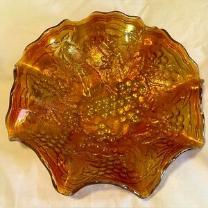 VTG Imperial Carnival Glass Marigold Ruffle Bowl